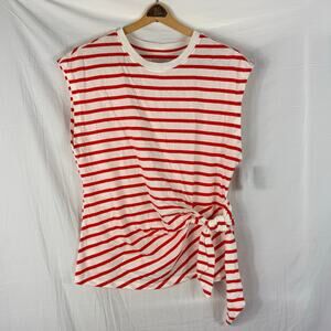 NEW Old Navy Cotton Every Wear Side-Tie Striped Red White Top Sleeveless Large
